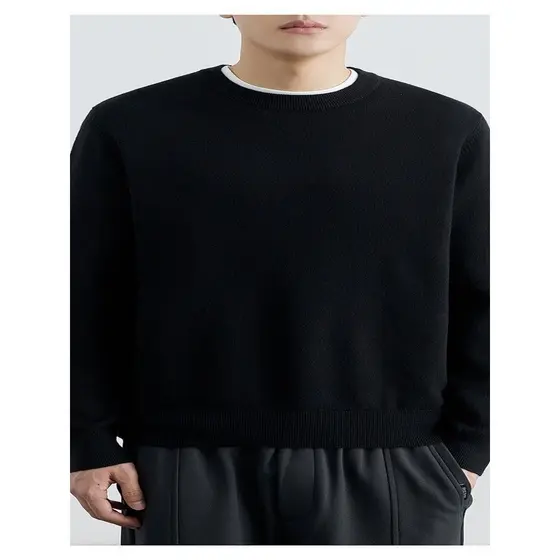 Sueter tricot masculino casaco blusa de frio gola redonda manga longa blusa de Lã blusa moletom