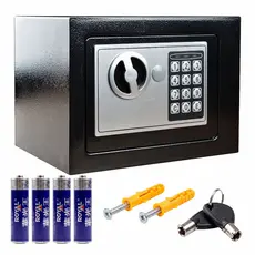 Cofre Eletrônico Digital Em Aço Com Combinação eletrônica + 2 Chaves - Preto