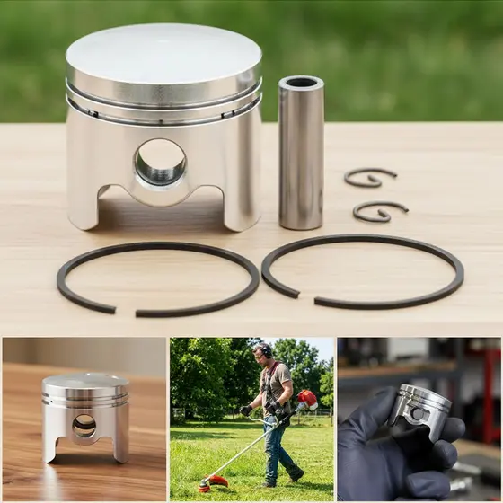 Kit Pistão 40mm com Anéis Pino Travas Para Roçadeira 43cc
