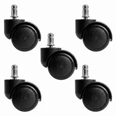 Kit 5 Rodízios Rodinhas Para Cadeira de Escritório Gamer Anti-Risco e Ruído Com Pino 11mm Giratória Universal