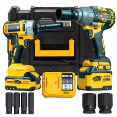 Kit Chave De Impacto Pneumática 1/2 E 3/4 Polegadas 60V Com 2 Bateria Nakasaki Torque 1000NM
