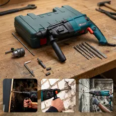 Martelete Rotativo Rompedor 1200w 12 Peças Furadeira De Impacto Potente 1000rpm Nakasaki