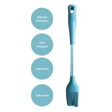 Utensílio de Cozinha Pincel Culinario Silicone Premium Cabo Inox Resistente ao Calor Fácil Limpar