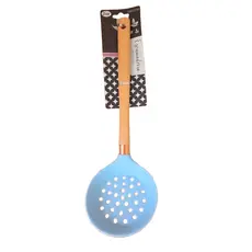 Escumadeira de Silicone 32cm Cabo de Madeira Antiaderente Cozinha Resistente ao Calor Premium