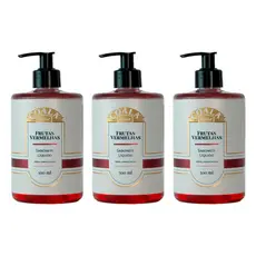 Kit 3 Unidades Sabonete Líquido Frutas Vermelhas 500 ml