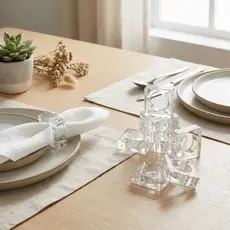 Kit 8 Anéis Guardanapo Minimalista Mesa Posta Cristal