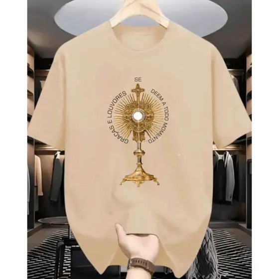Camiseta Católica Unissex Estampa Jesus Eucaristico 100% Algodão