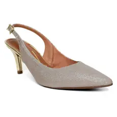 Scarpin Vizzano Slingback Gliter Salto Fino Médio
