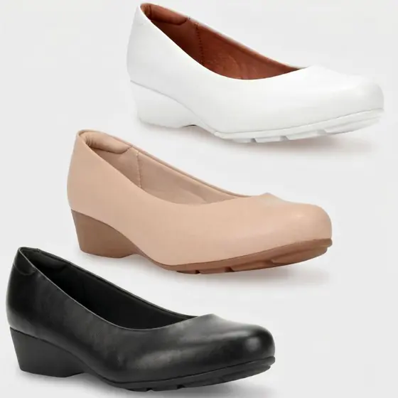 Scarpin Anabela Modare Salto Baixo Bico Redondo Ortopédico Ultraconforto Original Feminino