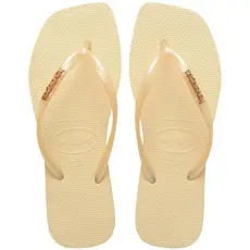 Chinelo Havaianas Slim Square Logo Metallic Feminino - Creme