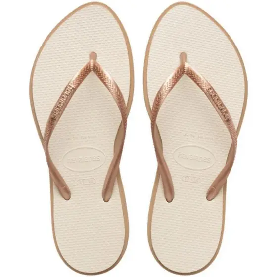 Chinelo Havaianas Slim Point Feminino - Off White e Bege