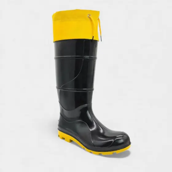 Bota PVC Cano Longo Cartom Com Polaina CA 49.855 - Preto e Amarelo