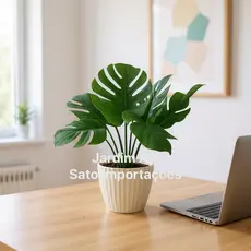 Kit Planta Artificial Costela de Adão com Vaso Luxo c/ musgo