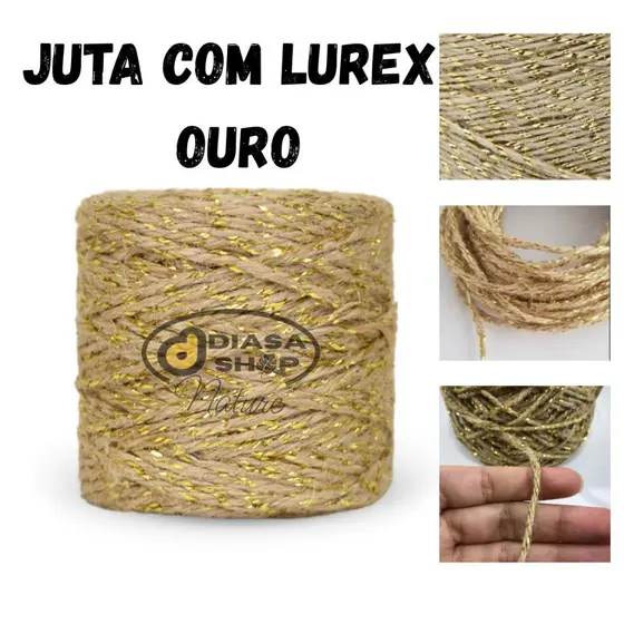 Fio de juta com Lurex Dourado até 77 metros