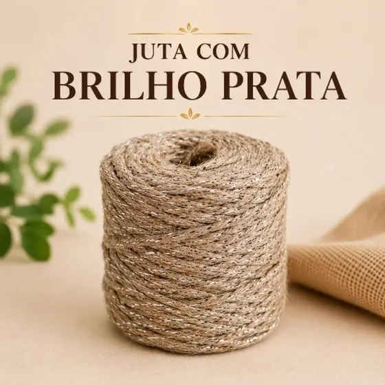 Juta com Brilho Prata para Decoração até 77 metros