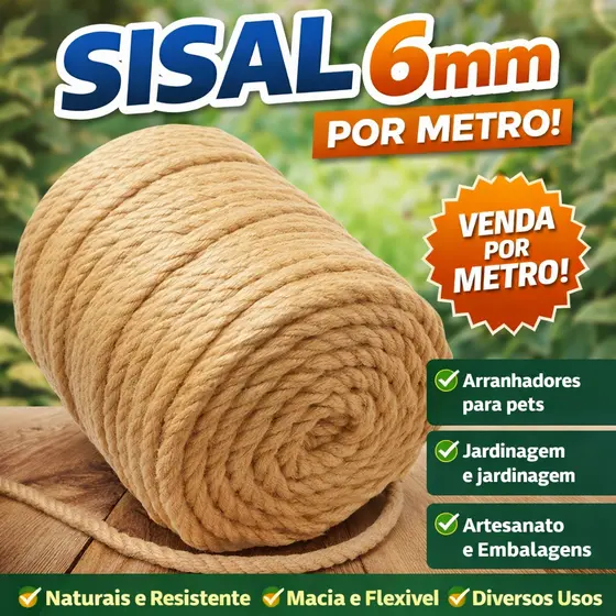 Sisal 6mm Natural | Ideal para Pets, Jardinagem e Artesanato