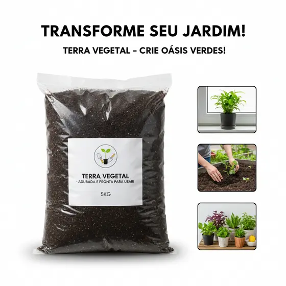 Terra Vegetal Adubada para Jardins e Vasos