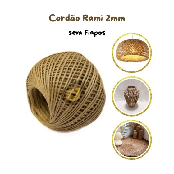 Até 90 metros de Fio Cordão Barbante Rami Natural Rústico - Para Artesanato, Arranhador.