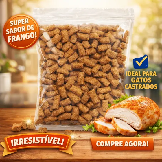 Até 2kg Petisco Para Gatos Sabor Frango Crocante | Snack Irresistível Para Gatos Castrados