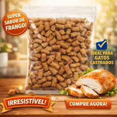 Até 2kg Petisco Para Gatos Sabor Frango Crocante | Snack Irresistível Para Gatos Castrados
