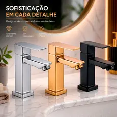 Torneira Lavabo Banheiro Luxo Metal Moderna 1/2 Quadrada Cuba