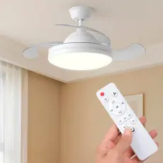 Ventilador de Teto Retrátil Luz Ajustável Silencioso Com Controle Remoto Moderno