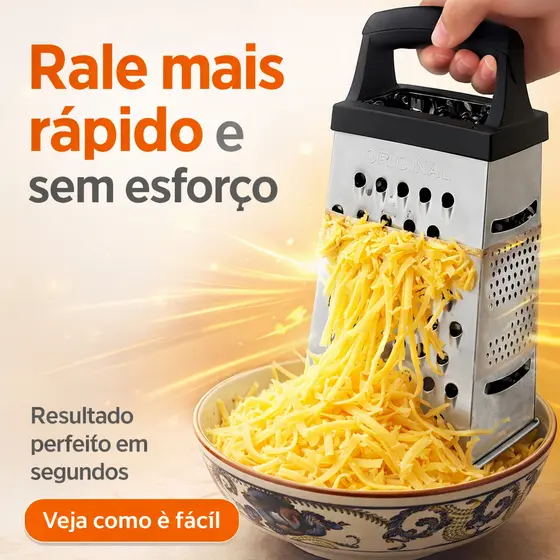 Ralador 4 Faces Inox Multifuncional – Praticidade e Corte Perfeito na Cozinha