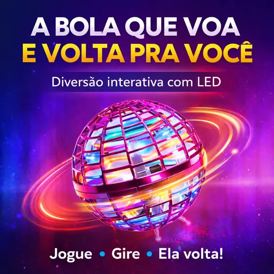 Bola Spinner Voadora Flutuante LED Boomerang Recarregável USB-C Brinquedo Infantil