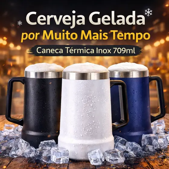 Caneca Térmica Inox 709ml Cerveja Chopp Copo Térmico Dupla Parede