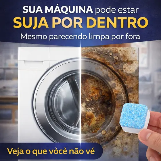 Pastilha Limpa Máquina Efervescente – Elimina Mau Cheiro e Bactérias (Kit 10)