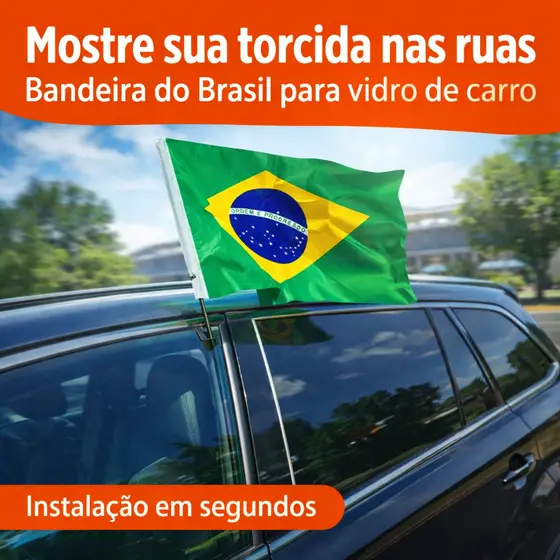 Bandeira Brasil para Carro Vidro Torcida Copa do Mundo Bandeira Seleção Brasileira Automotiva