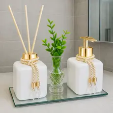 Kit Lavabo Pet Vasinho Com Flor Bandeja Aromatizador e Saboneteira Luxo