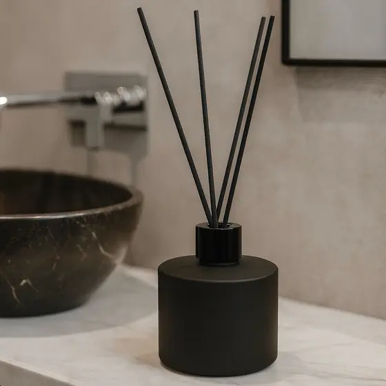 Vidro Picolo Difusor de Varetas Aromatizador Ambiente Preto Fosco