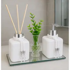 Kit Lavabo Pet Vasinho Válvula Saboneteira e Difusor de Varetas Bandeja
