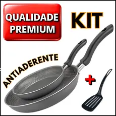 Frigideira Cinza Francesa Teflon Antiaderente Kit 22 cm e 18 cm Alta Qualidade e Design Moderno mais Espatula