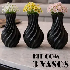 Kit 3 Vasos Decorativos Espiral 3D Moderno para Mesa e Sala Decoração Plantas e Flores