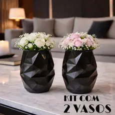 Kit 2 Vasos Decorativos Geométricos 3D Cachepot Moderno para Mesa e Sala Decoração Flores e Plantas