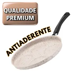 Frigideira Bege 4 Ovos e Hambúrgueres Teflon Premium Antiaderente Frita sem oleo e sem Grudar
