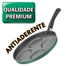 Frigideira Verde 4 Ovos e Hambúrgueres Teflon Premium Antiaderente Frita sem oleo e sem Grudar