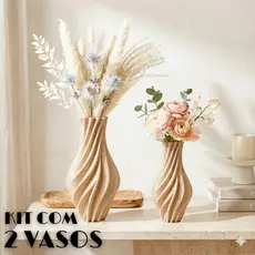 Kit 2 Vasos Decorativos Espiral 3D Cachepot Moderno para Decoração Sala e Mesa Flores e Plantas