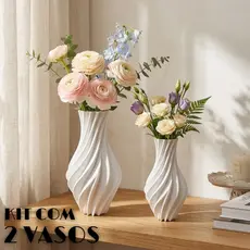 Kit 2 Vasos Decorativos Espiral 3D Cachepot Moderno para Mesa E Sala Decoração Plantas e Flores