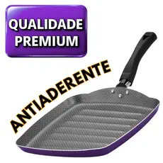 Frigideira Grill Roxa Teflon 24 cm Antiaderente Design Moderno Alta Qualidade