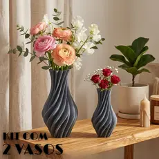 Kit 2 Vasos Decorativos Espiral 3D Cachepot Moderno para Decoração Sala e Mesa Plantas e Flores
