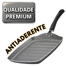 Frigideira Grill Cinza Teflon 24 cm Antiaderente Design Moderno Alta Qualidade