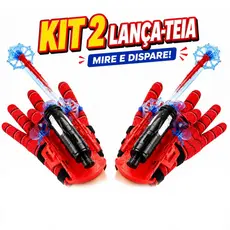 Kit 2 Luvas Lançadoras de Teia com Cordinha Dardos Ventosa Brinquedo Infantil