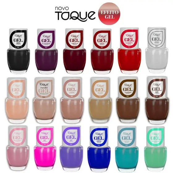 Esmalte Efeito Gel Novo Toque Kit 18 Cores Sortidas Seca Sem Cabine Manicure Pedicure Lançamento