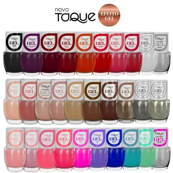 Esmalte Efeito Gel Novo Toque Kit 30 Cores Sortidas Seca Sem Cabine Manicure Pedicure Lançamento