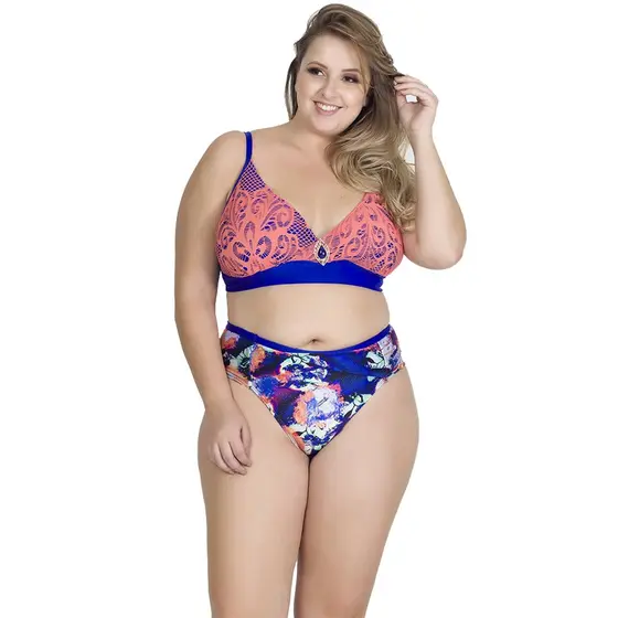 Biquíni Plus Size Com Detalhe Em Renda Acqua Rosa
