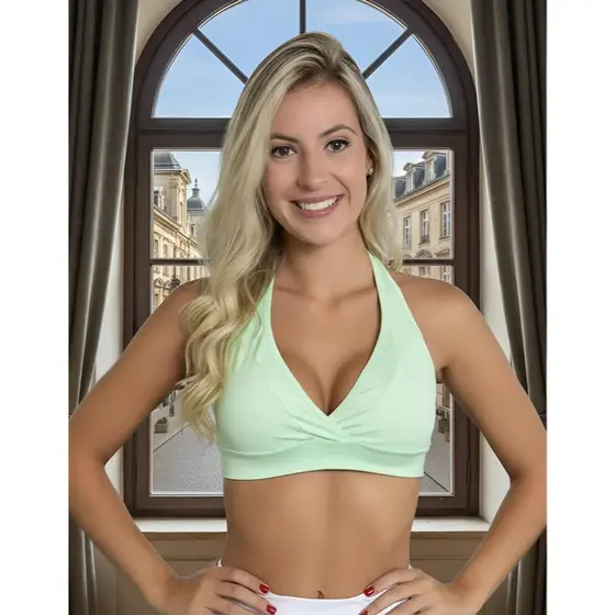 Top De Pescoço Feminino Para Malhar Fitness Em Suplex Liso