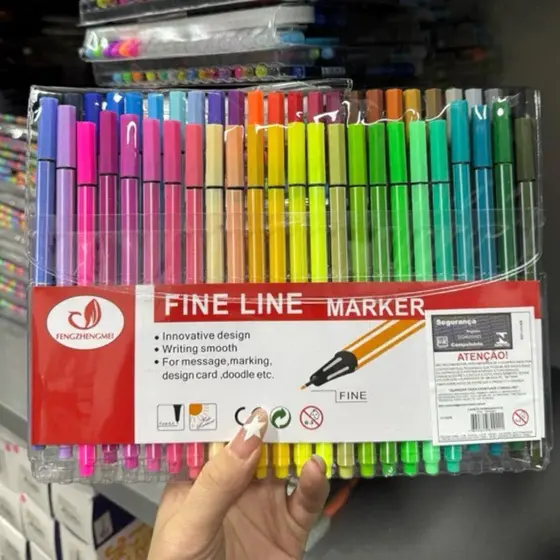 Canetinhas Fine Line Ponta Fina 6 ou 48 Cores Lettering Bullet Journal Planner Desenho Coloridos pintar.